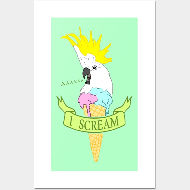 I scream - ice cream cockatoo Wall Art by FandomizedRose